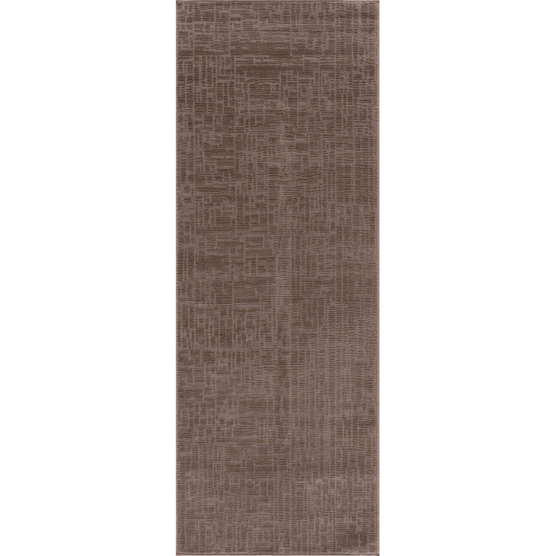 Lina Solid Boho Neutral Machine Washable Brown Area Rug, Runner 2'7" x 7'3", Brown 