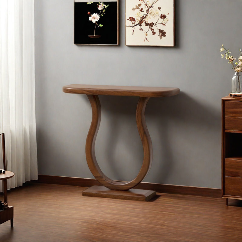 Console Modern Minimalist, H 31,5 po x l 31,5 po x P 8,27 po, Brun
