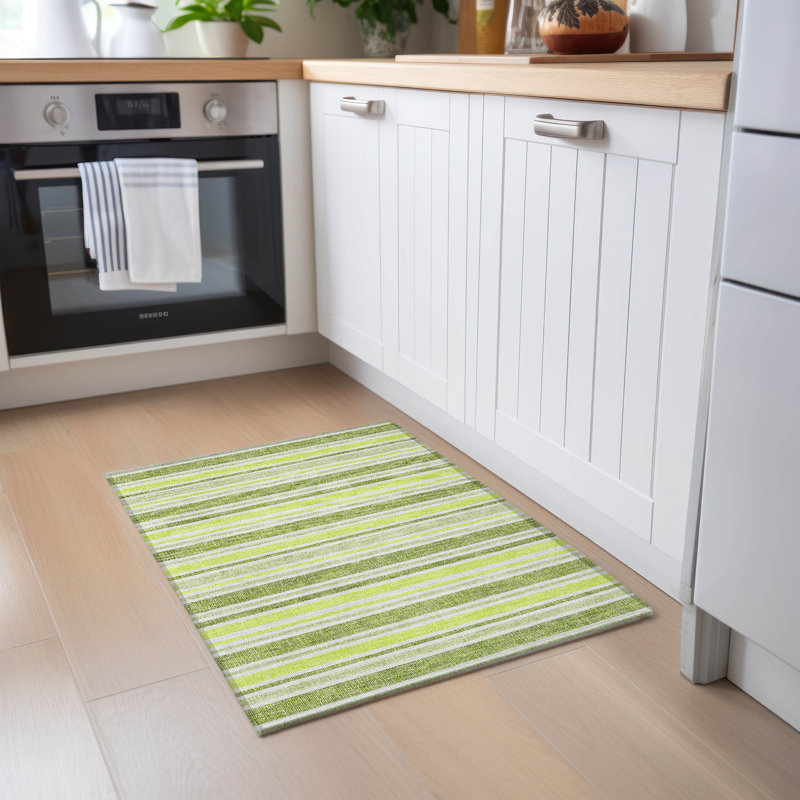 Kinslee Washable Striped Indoor / Outdoor Rug, Rectangle 1'8" x 2'6"
