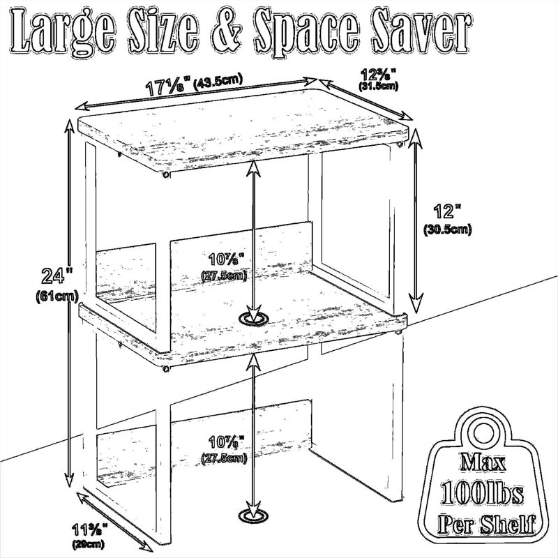 Ensemble de 2 supports d'imprimante robustes avec tablette de rangement, support multi-fonctions pour imprimante, scanneur, fax et fournitures de bureau personnel