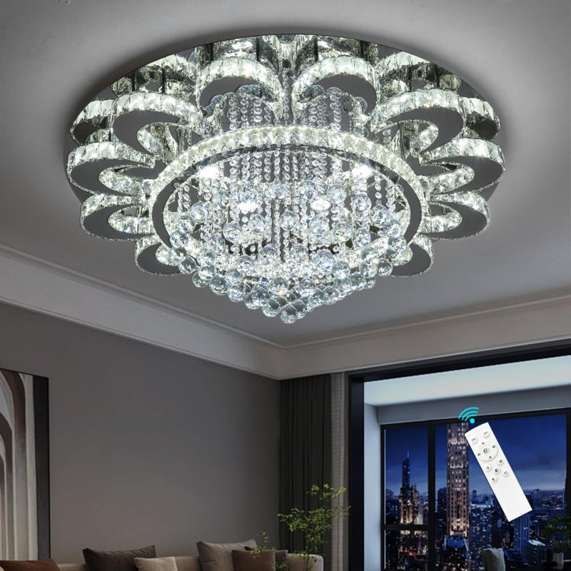 Lustre en cristal moderne pour salle à manger argent, 11.8" H x 39.4" W x 39.4" D, Argent argent