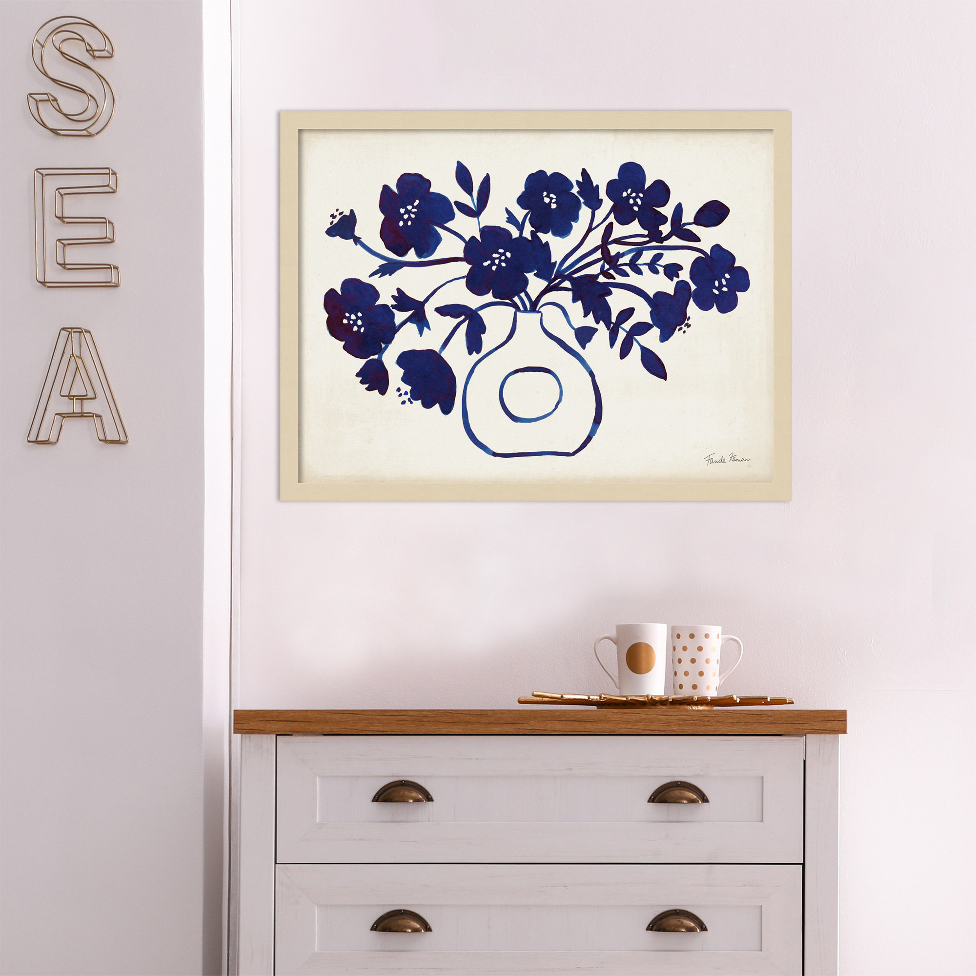 Modern Blue by Farida Zaman, 19" H x 25" W x 1" D, Brown