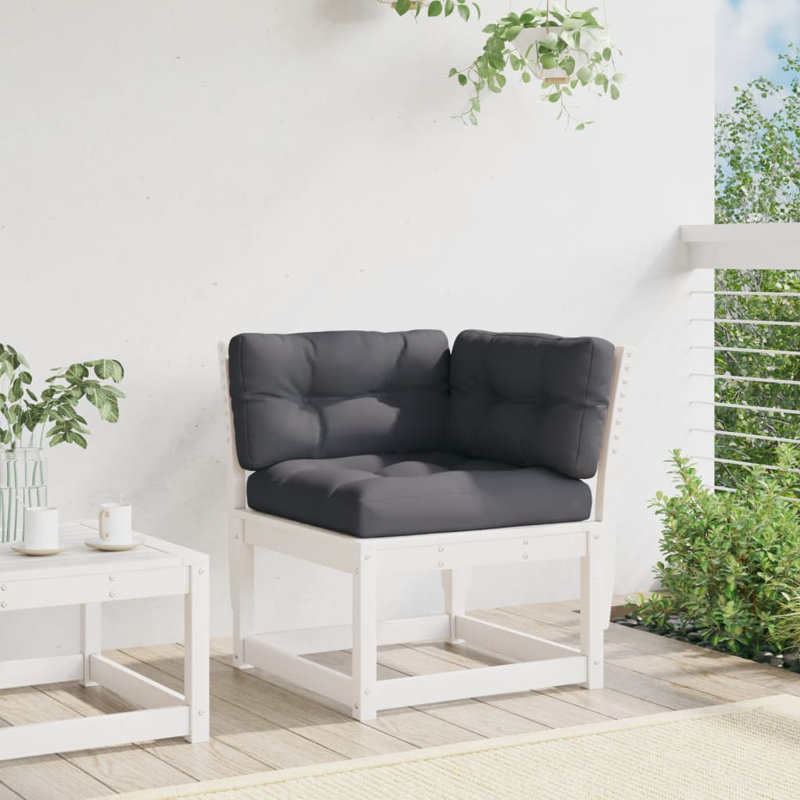 Shela Wood Outdoor Lounge Chair, Anthracite, White