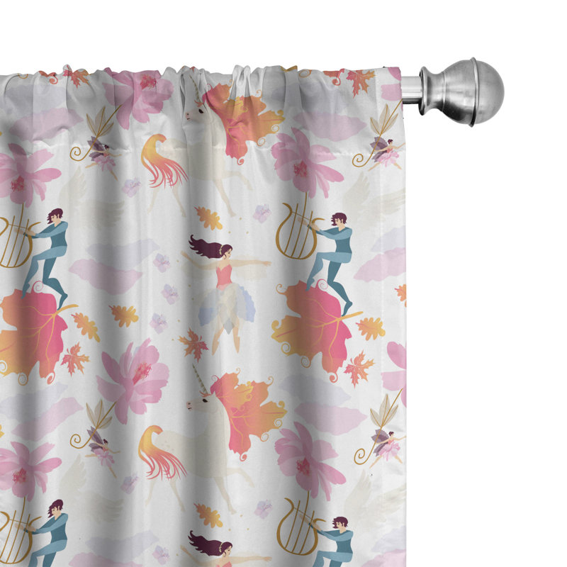 Ballerina Floral Semi-Sheer Rod Pocket Curtain Panels, 28" x 95"