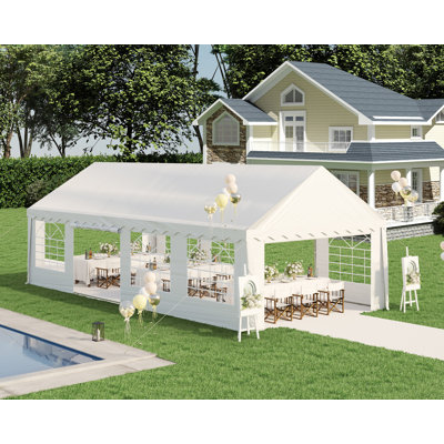13Ft X 26Ft Canopy With Rolled Sidewalls,White