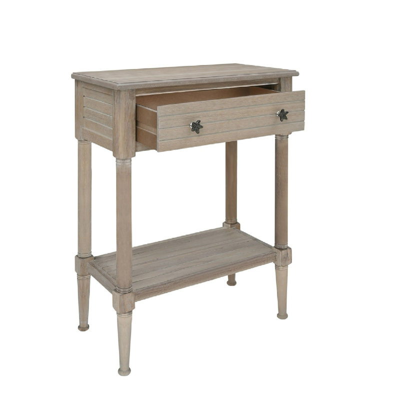 Barras Solid Wood Top End Table with Storage, Brown