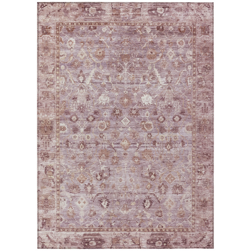Machine Washable Indoor/Outdoor Xhevrie Blush Rug, Rectangle 5' x 7'6"