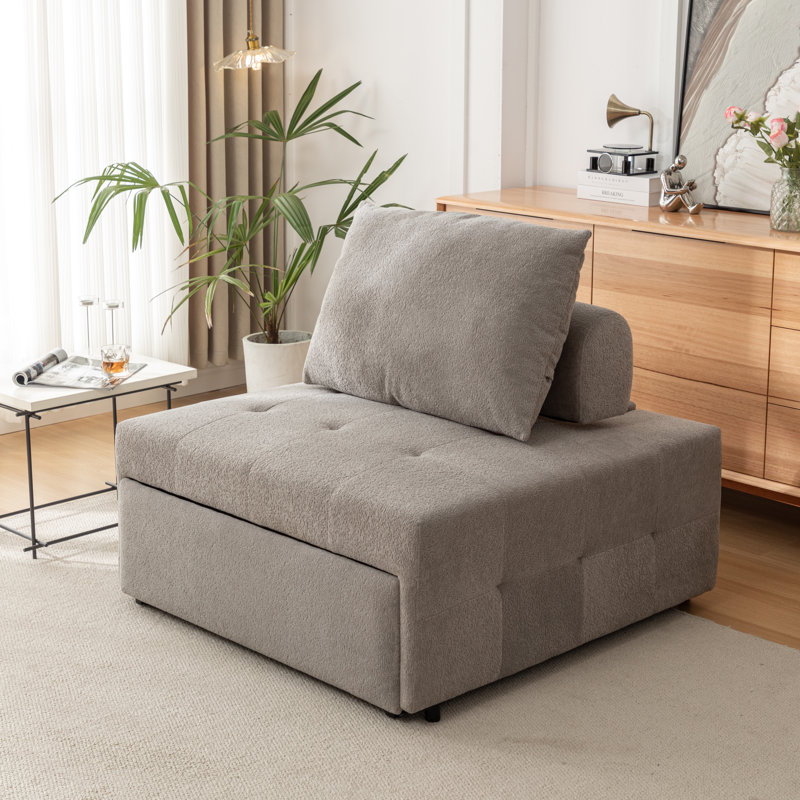 Canapé-lit rembourré convertible de 39 po Marnee, Polyester gris