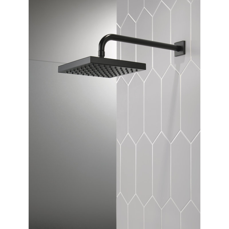 Universal Showering Components Square Single-Spray Rain Shower Head, Rainfall Shower Head 2.5 GPM, Matte Black