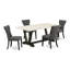 Ensemble de 5 pièces comprenant une table rectangulaire en lin blanc et 4 chaises rembourrées en tissu de lin gris Gotham foncé avec dossier capitonné - Finition noire brossée-1224510570-1224510571-1224510583