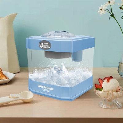 Snow Cone Maker, Tabletop Shaved Ice Machine for Slushies & Frozen Drinks, 2 Reusable Cups, Ice Scoop