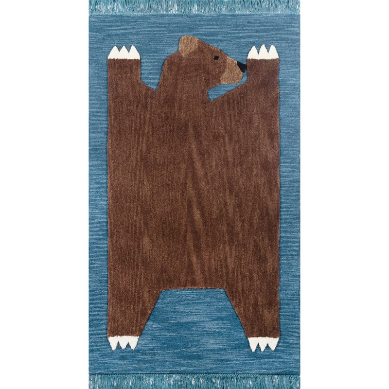 Rectangle Animal Print Handmade Wool Rug, Rectangle 5' x 7'