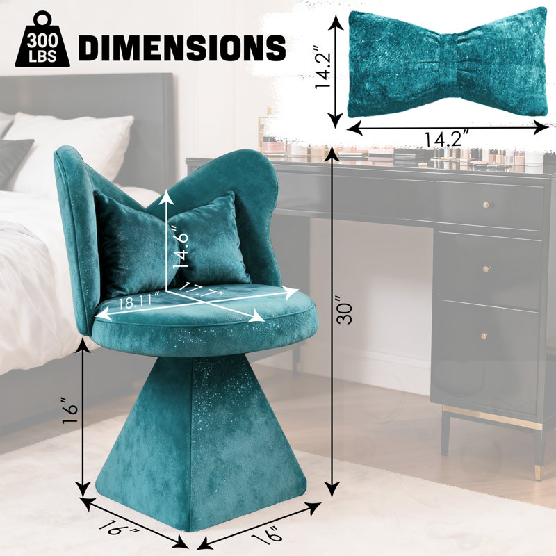 Chaise d'appoint pivotante avec dossier papillon, Bleu