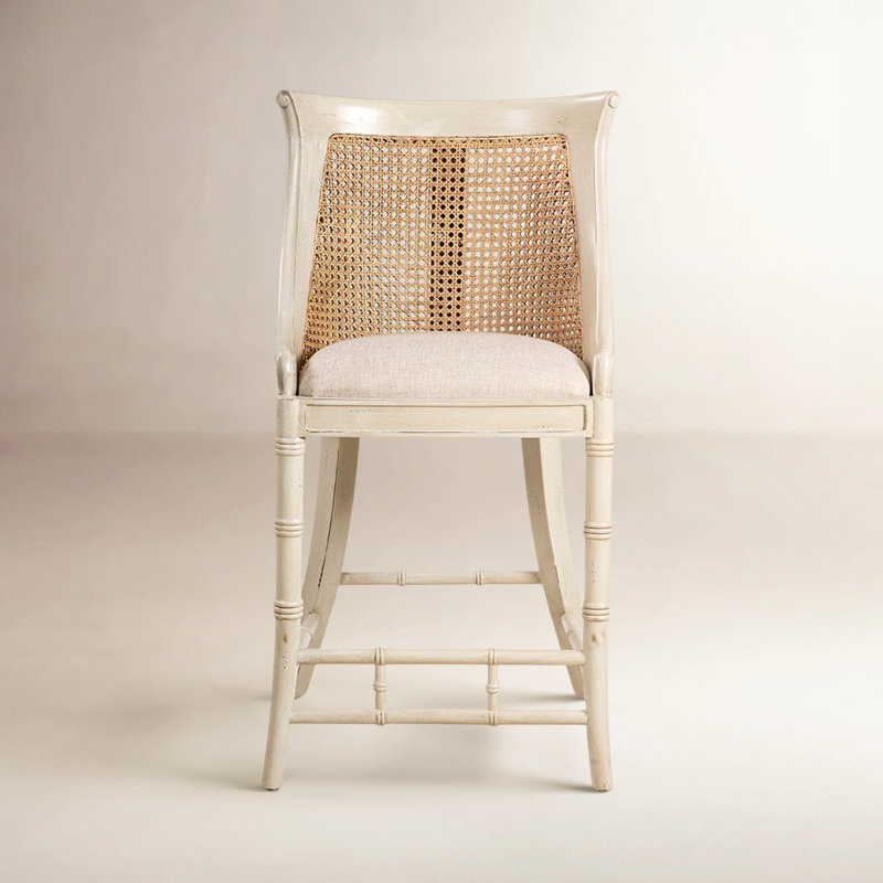 Spoonback 41" Tall Counter Stool, Cream