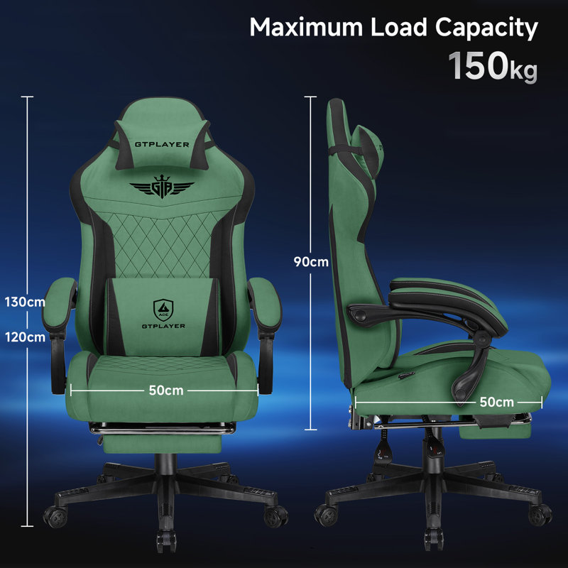 Metro Lane Adjustable Swiveling PC & Racing Game Chair, Green