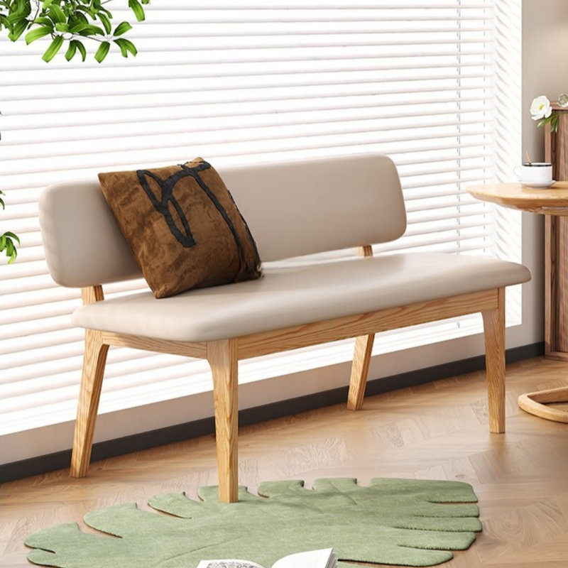 Simple Solid Wood Dining Bench, Burlywood