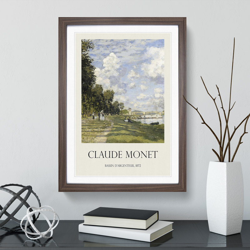 Bassin Dargenteuil by Claude Monet - Picture Frame Graphic Art, 36cm H x 27cm W x 2cm D, Walnut Framed