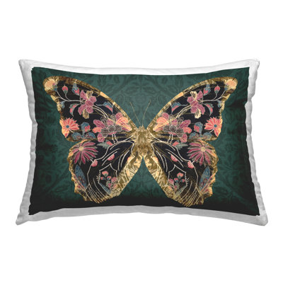 Ornate Pattern Butterfly Decorative Printed Throw Pillow by Victoria Barnes
