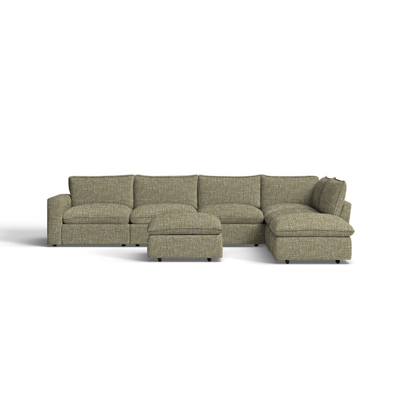 Canapé modulaire de coin avec repose-pieds Zisa, Drusky Sand Performance