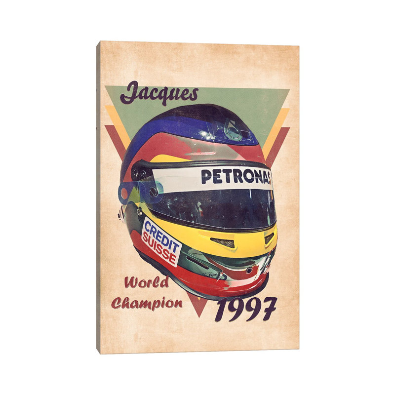 Jacques Villeneuve's Helmet Retro - Wrapped Canvas Painting, 20.32 cm H x 30.48 cm W