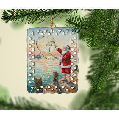 Ornement de Noël pêche en forme de père Noël avec Castnet