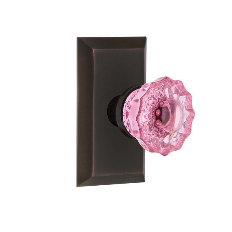 Studio Plate with Crystal Pink Door Knob, Timeless Bronze