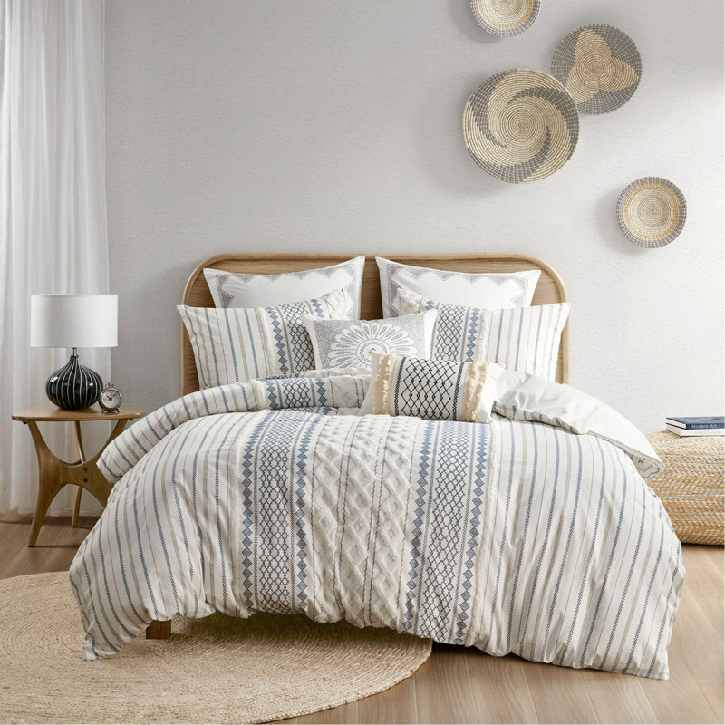 Ensemble de housse de couette en coton double / grand avec chenille, Housse de couette pour lit double / grand + 1 taie