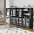 62" Wood Storage Bookcase with Adjustable Shelves with Glass Doors-1385769587