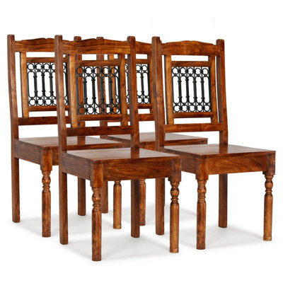 Chaise de salle à manger d'appoint en bois d'acacia massif et finition miel classique