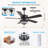 52" 5-blades Modern Crystal Ceiling Fan Fandelier With Lights And Remote Contro