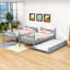 Lit superposé simple au-dessus de simple en bois avec lit gigogne simple en bois, peut être divisé en 2 lits individuels-1355529130