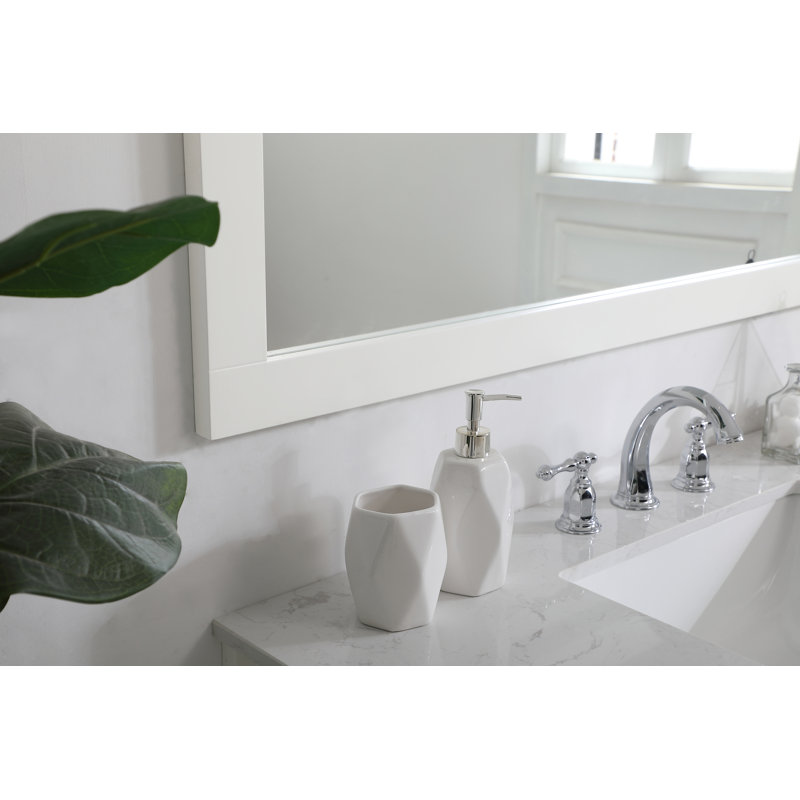 Metcalfe Solid And Engineered Wood Flat Wall Mirror, 36" x 42", White