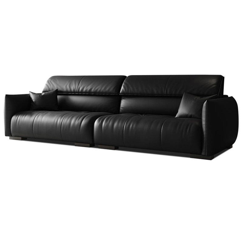 Coussin modulaire en cuir véritable, Noir, noir, noir, noir, H 32,68 po x l 111,02 po x P 39,37 po, 4