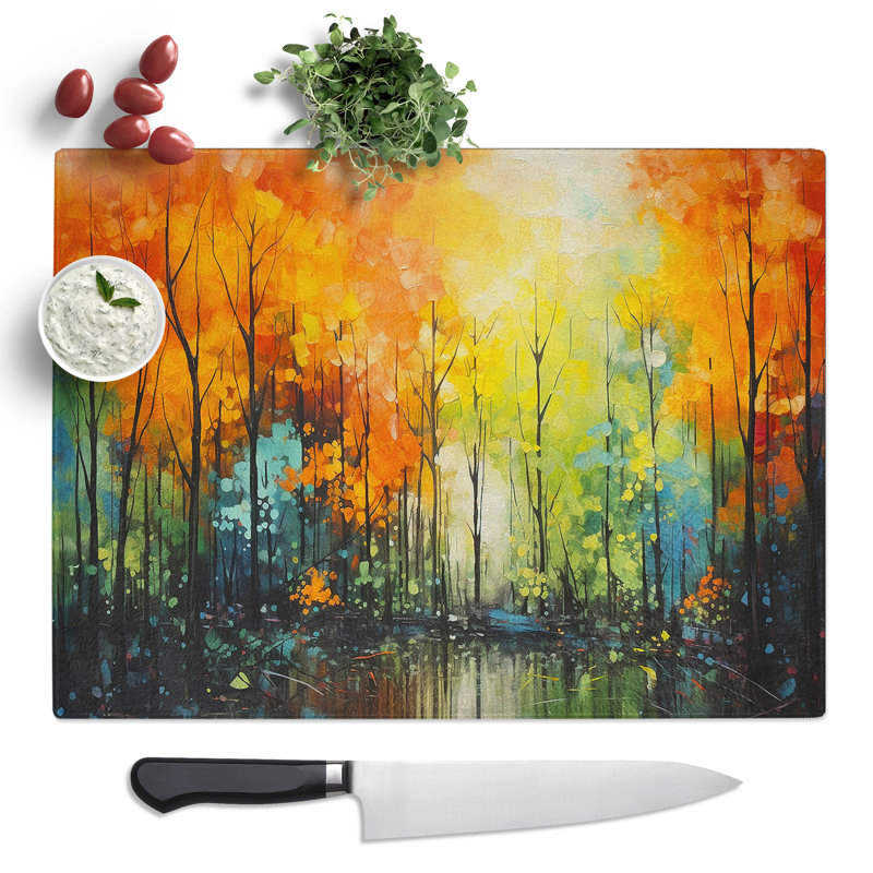 Forest Abstract No.2  Glass Chopping Board