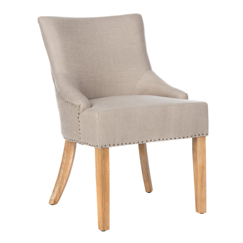Bronte-May Tufted Upholstered Side Chair, Gray, Pickled Oak