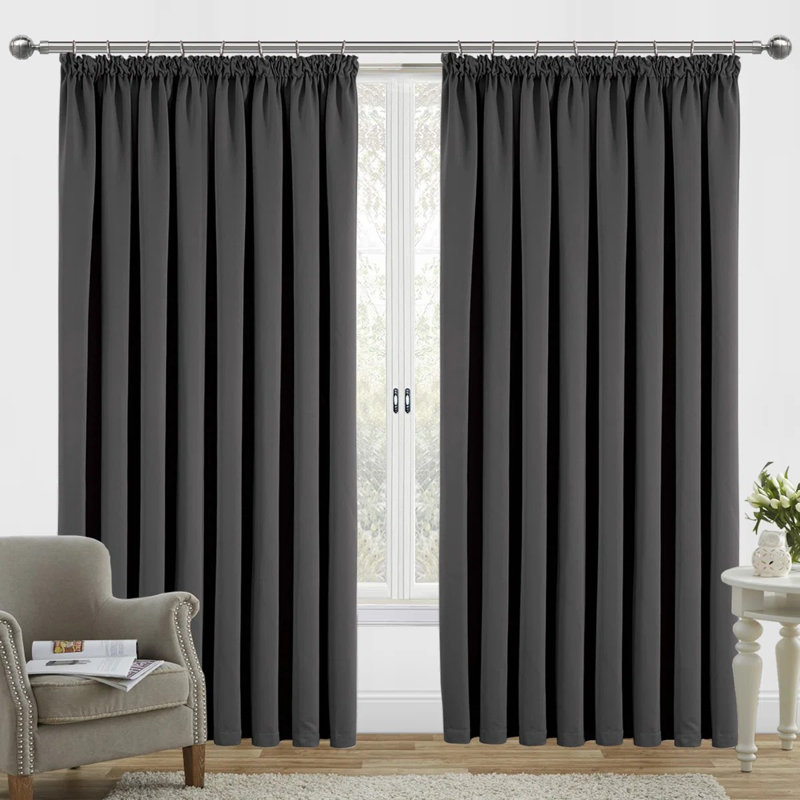 Room Darkening Curtain, Single Panel 168cm Width x 213cm Drop, Grey
