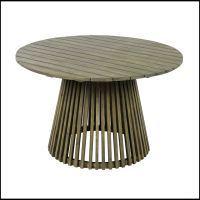 Durable Acacia Wood Round Patio Dining Table, 47.25-Inch For Outdoor Gatherings And Family Meals