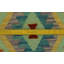 Tapis vert clair / jaune / rouge en laine noué à la main de conception unique 8 pi 3 po x 11 pi 6 po Jaleya