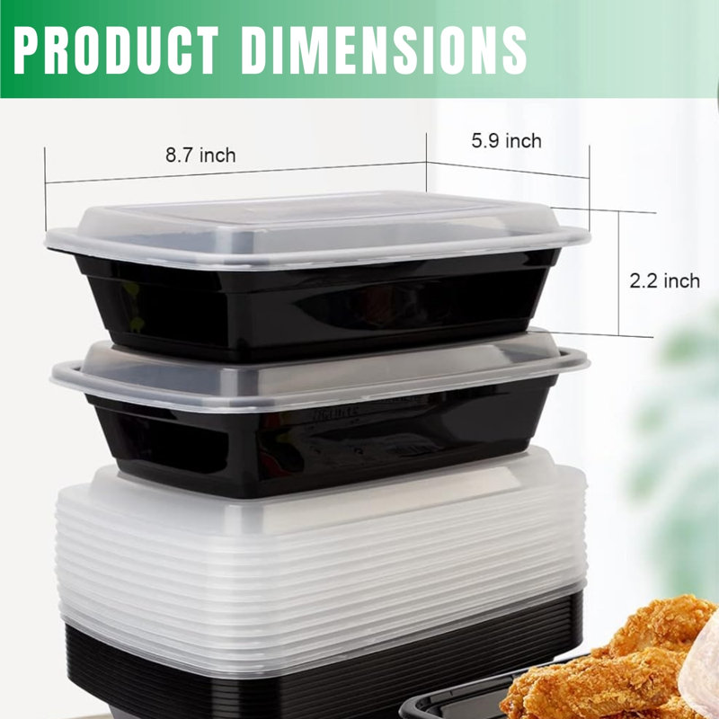 Paquet de 15 contenants de préparation de repas 32 oz - Réutilisables, étanches, sans BPA - Va au micro-ondes / lave-vaisselle / congélateur