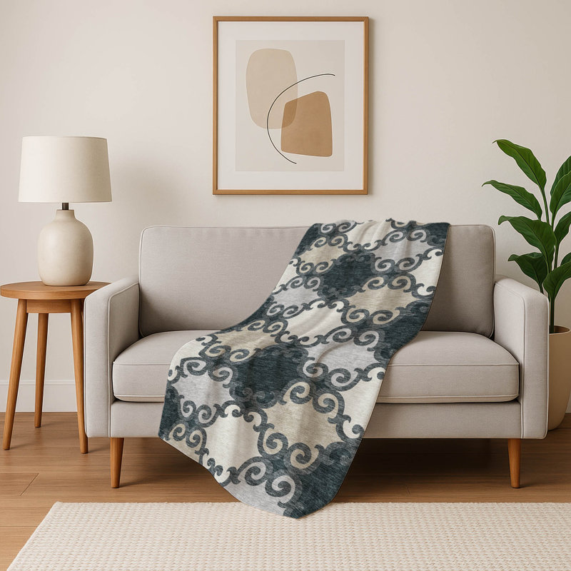 Jeté en laine Sherpa ASB883 Addison, Gris