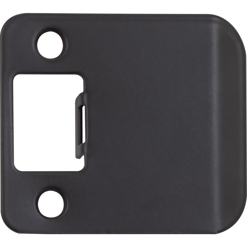 Round Corner Extended Lip Strike Plate, By Stone Harbour Hardware, Matte Black