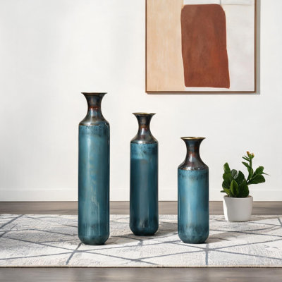 Vases et pots de couleur bleu turquoise, combinant le métal bleu turquoise avec le salon 20,4 po