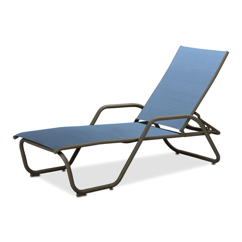 Outdoor Rust-Resistant Metal Chaise Lounge, Textured Beachwood, Sky 42D