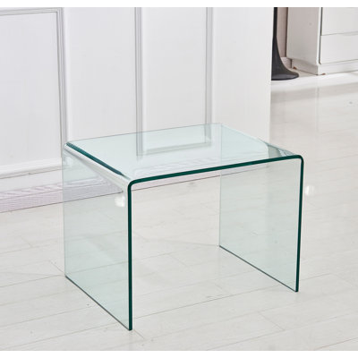 End Table,Tempered Bent Glass Side Table