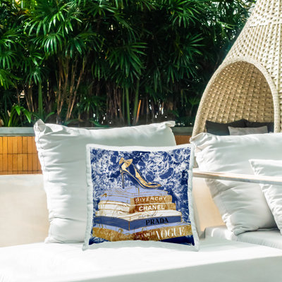 Coussin d'extérieur à imprimé bleu Glam de Stupell Industries