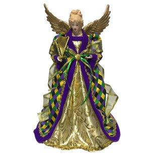 Décoration pour sommet de sapin 16 po Mardi Gras Angel