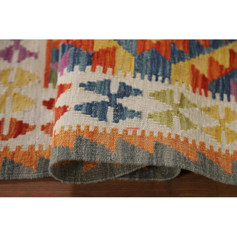 Geometric Kilim Oriental Wool Rug 3x4