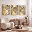 Ensemble de 3 tableaux muraux sur toile à motif Art déco représentant une carte du monde dorée-520297928