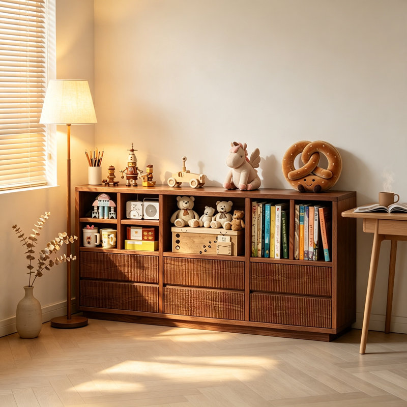 Bibliothèque en bois d'hévéa