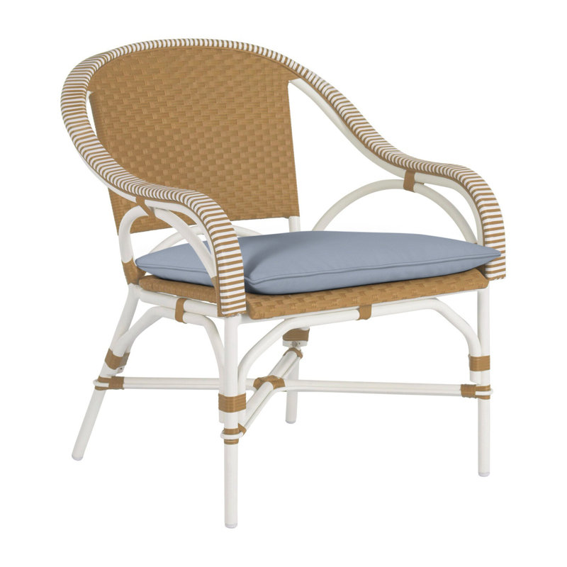 Savoy Patio Chair with Cushions, Welt, Dove Sunbrella® Linen, Chalk/White/Navy